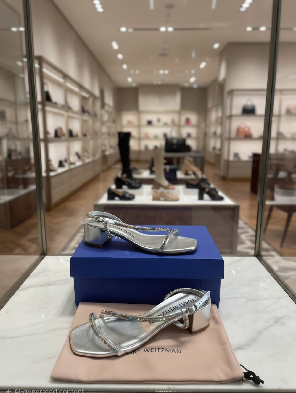 STUART WEITZMAN SOIREE CRYSTAL SILVER SANDALS $495